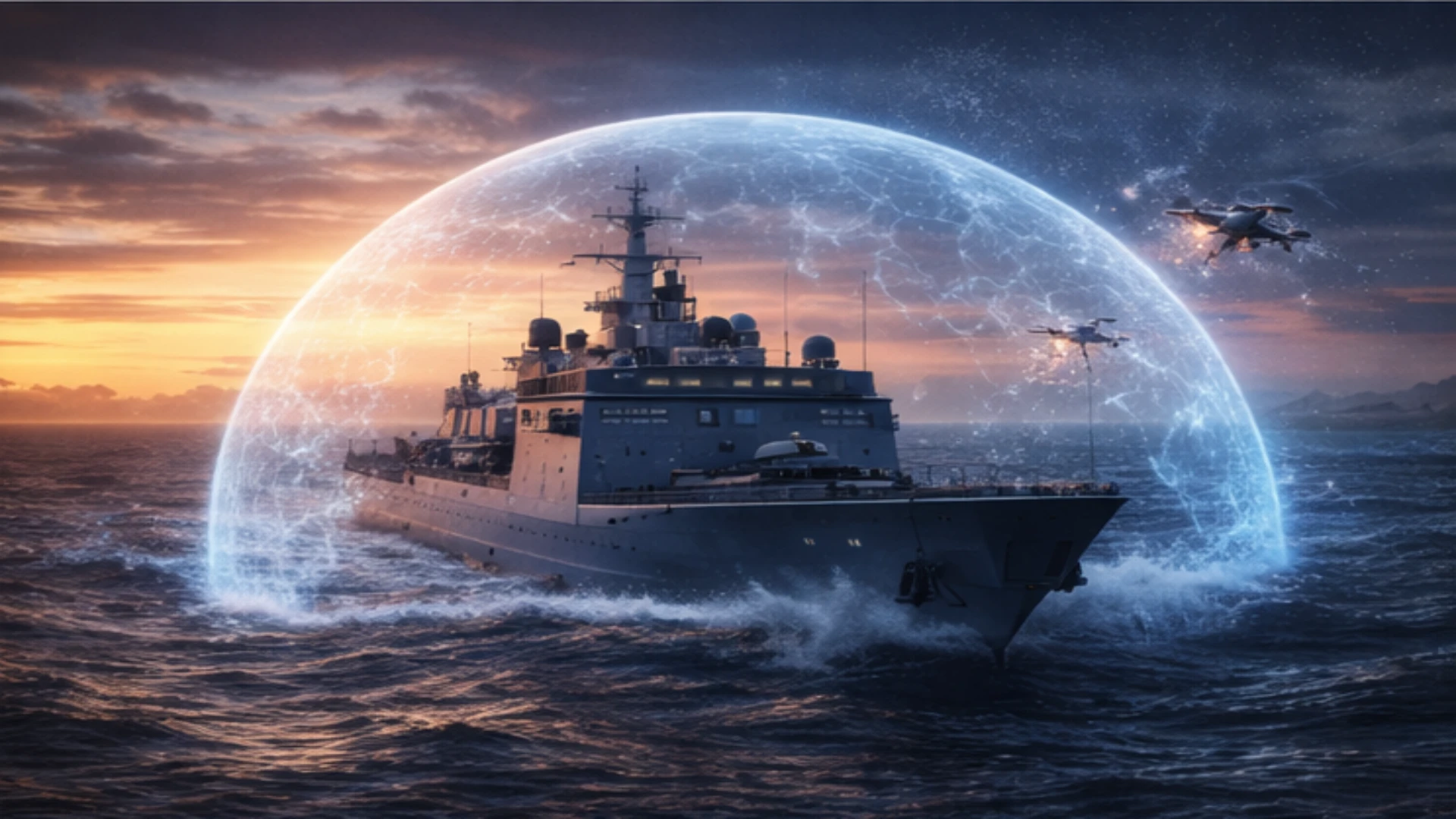 ALFA NAVAL warship electronic shield drone protection at sea