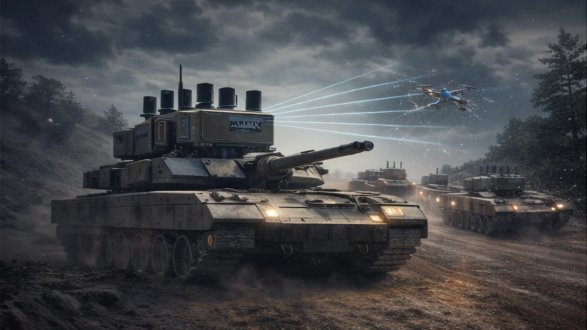 ALFA TANK armored column counter-UAV RF jamming operation